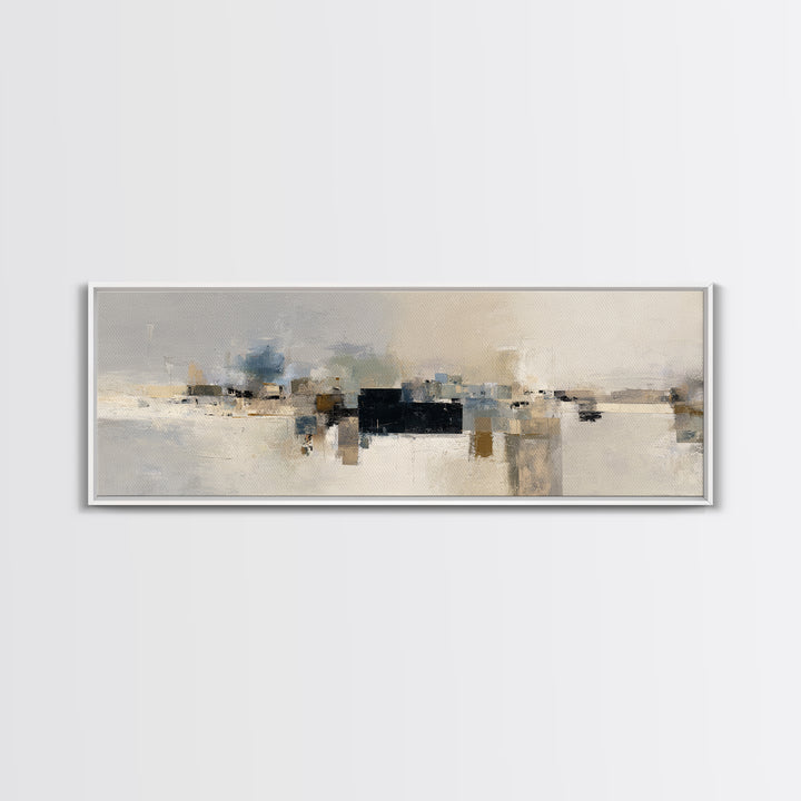 Dignified Neutral Landscape Framed Canvas Print, Office Art, Boho Decor, Office Decor, Focus, Digital Art, Pet Portrait, OFF-3x1-23