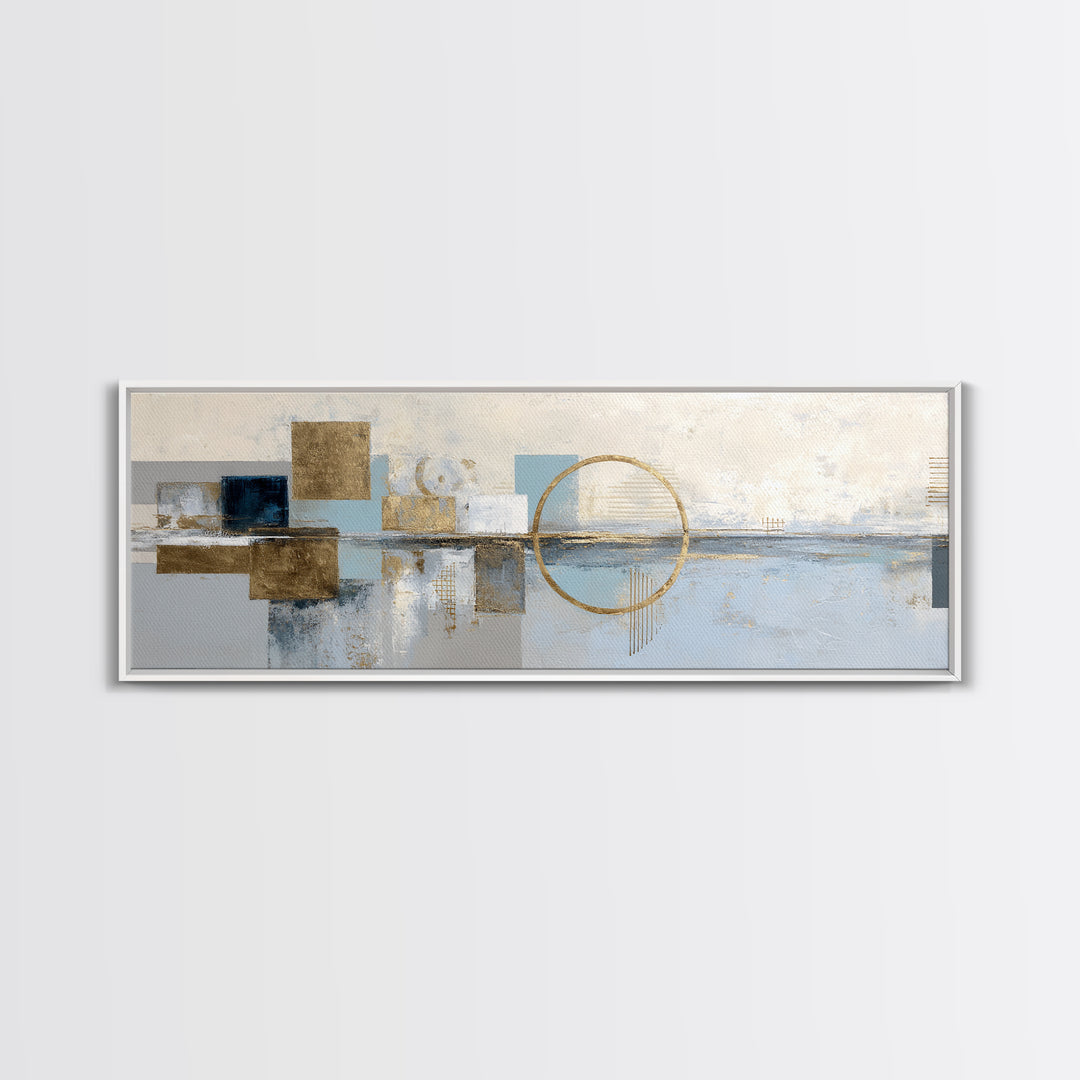 Gold Circle and Line Composition for Clarity Canvas Print, Office Art, Bedroom Wall Art, Office Decor, Abstract Art, Focus, OFF-3x1-24