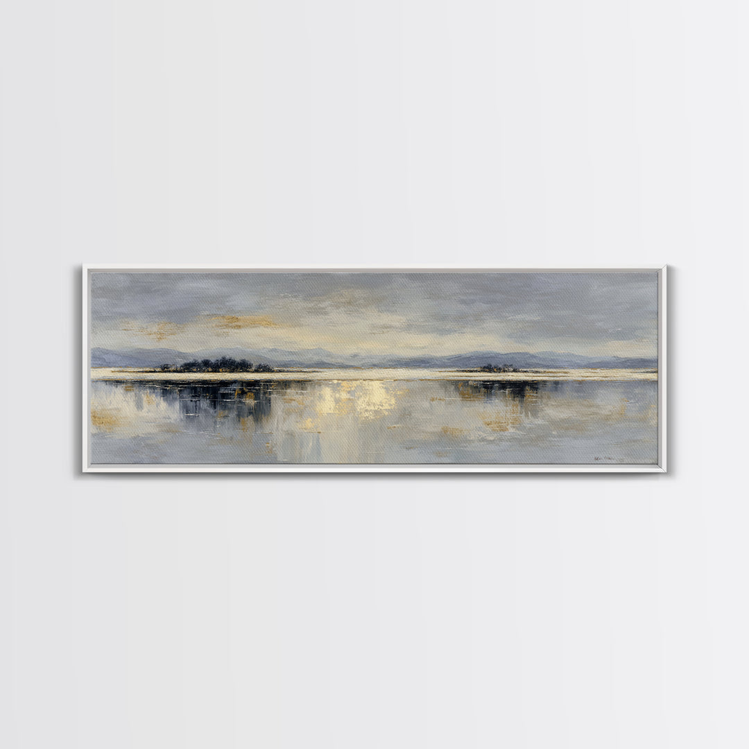 Dignified Neutral Landscape Framed Canvas Print, Office Art, Wall Decor, Office Decor, Fine Art, Focus, Abstract Art, OFF-3x1-47