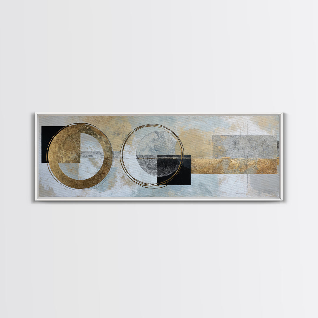 Gold Circle and Line Composition for Clarity Canvas Print, Office Art, Art Print, Office Decor, Abstract Art, Focus, Printable, OFF-3x1-48