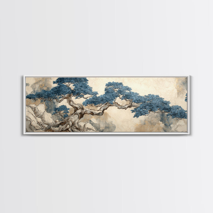 Ink Wash Tree Symbolizing Stability Canvas Print, Office Art, Dopamine Decor, Office Decor, Fine Art, Focus, Boho Decor, OFF-3x1-54