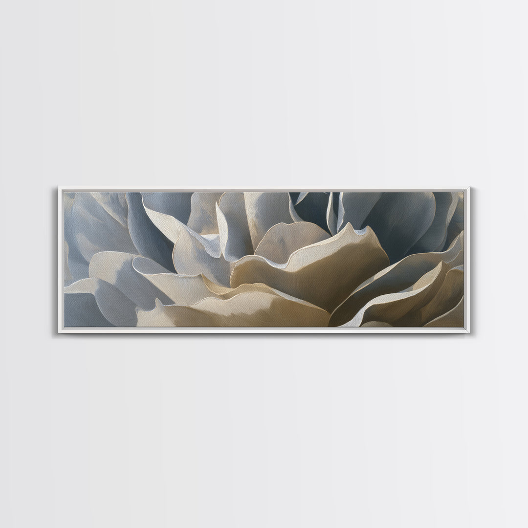 Desk Plant Botanical Closeup Framed Canvas Print, Office Art, Textured Painting, Office Decor, Oil Painting, Focus, Printables, OFF-3x1-56