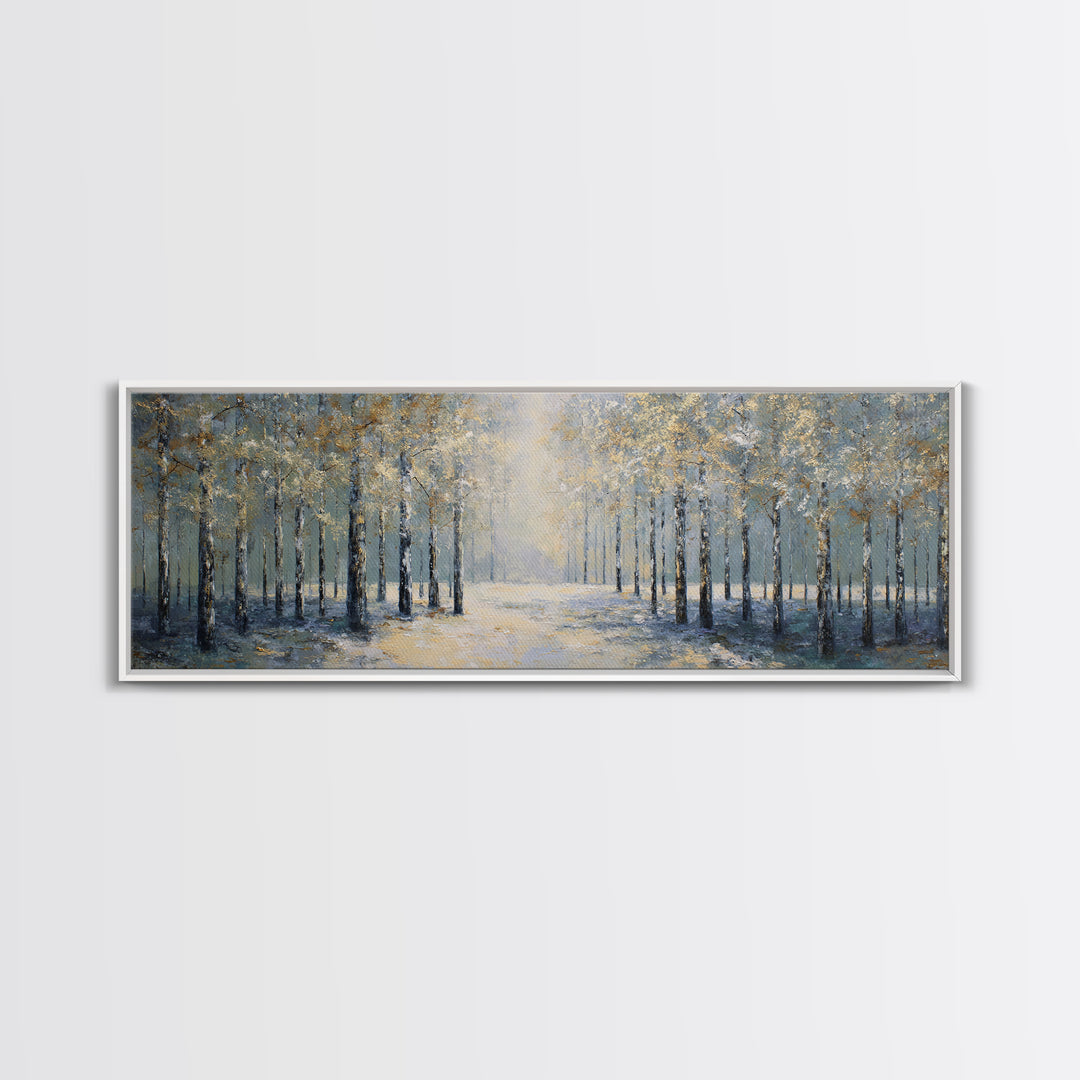 Quiet Forest Path for Mental Reset Framed Canvas Print, Office Art, Wall Art, Office Decor, Fine Art, Focus, Boho, Art Deco, OFF-3x1-59