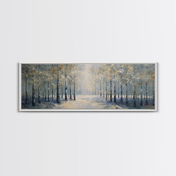 Quiet Forest Path for Mental Reset Framed Canvas Print, Office Art, Wall Art, Office Decor, Fine Art, Focus, Boho, Art Deco, OFF-3x1-59