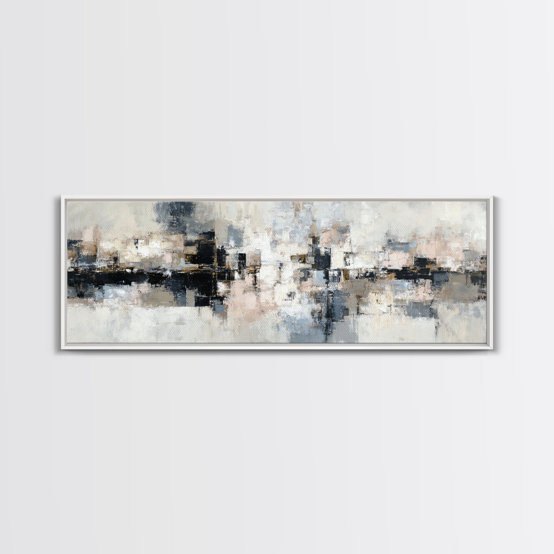 City Map Abstract Framed Canvas Print, Office Art, Boho Decor, Office Decor, Fine Art, Focus, Digital Art, Pet Portrait, OFF-3x1-60