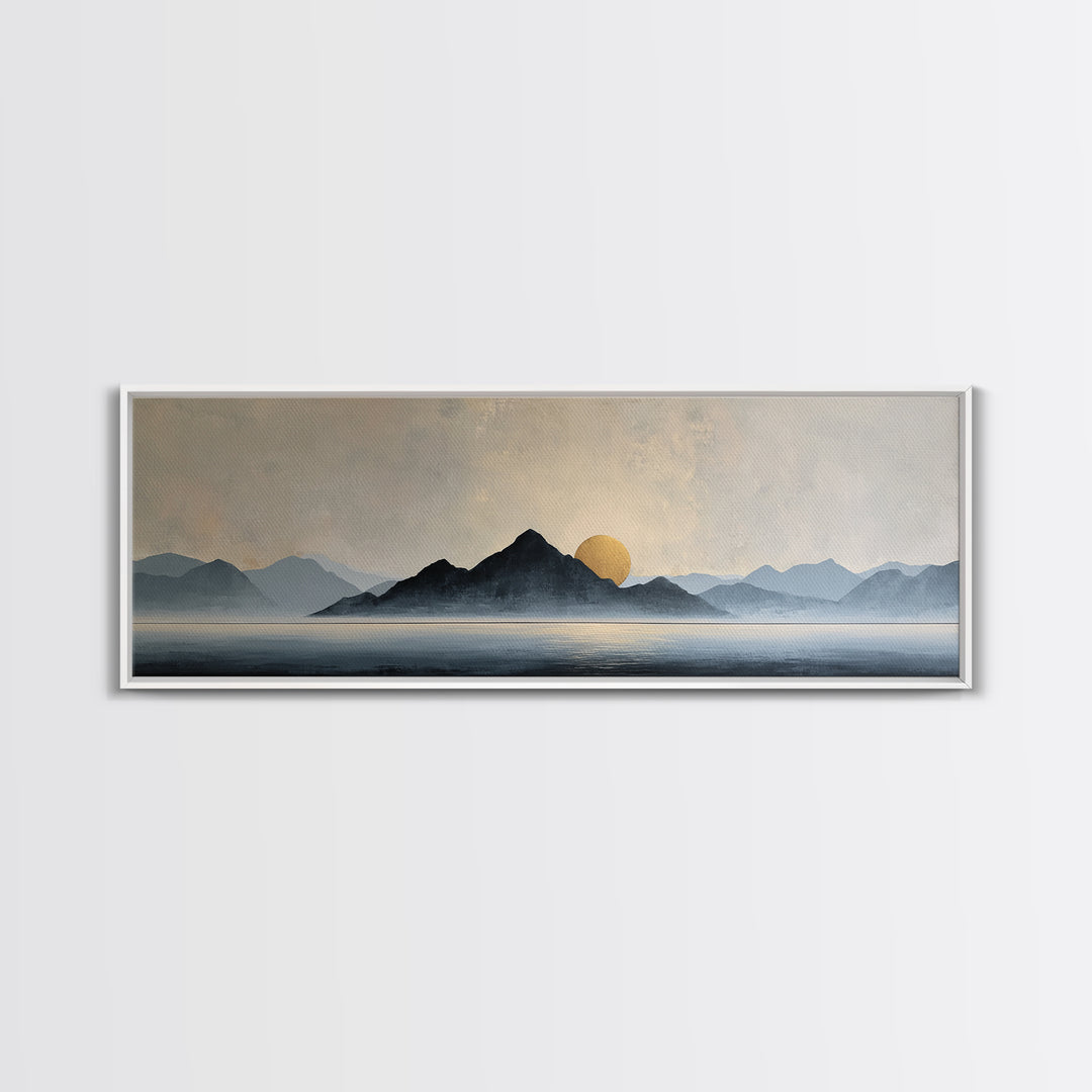 Minimal Mountain Sunrise for Focus Canvas Print, Office Art, Canvas Wall Art, Office Decor, Fine Art, Focus, Bedroom Wall Art, OFF-3x1-66