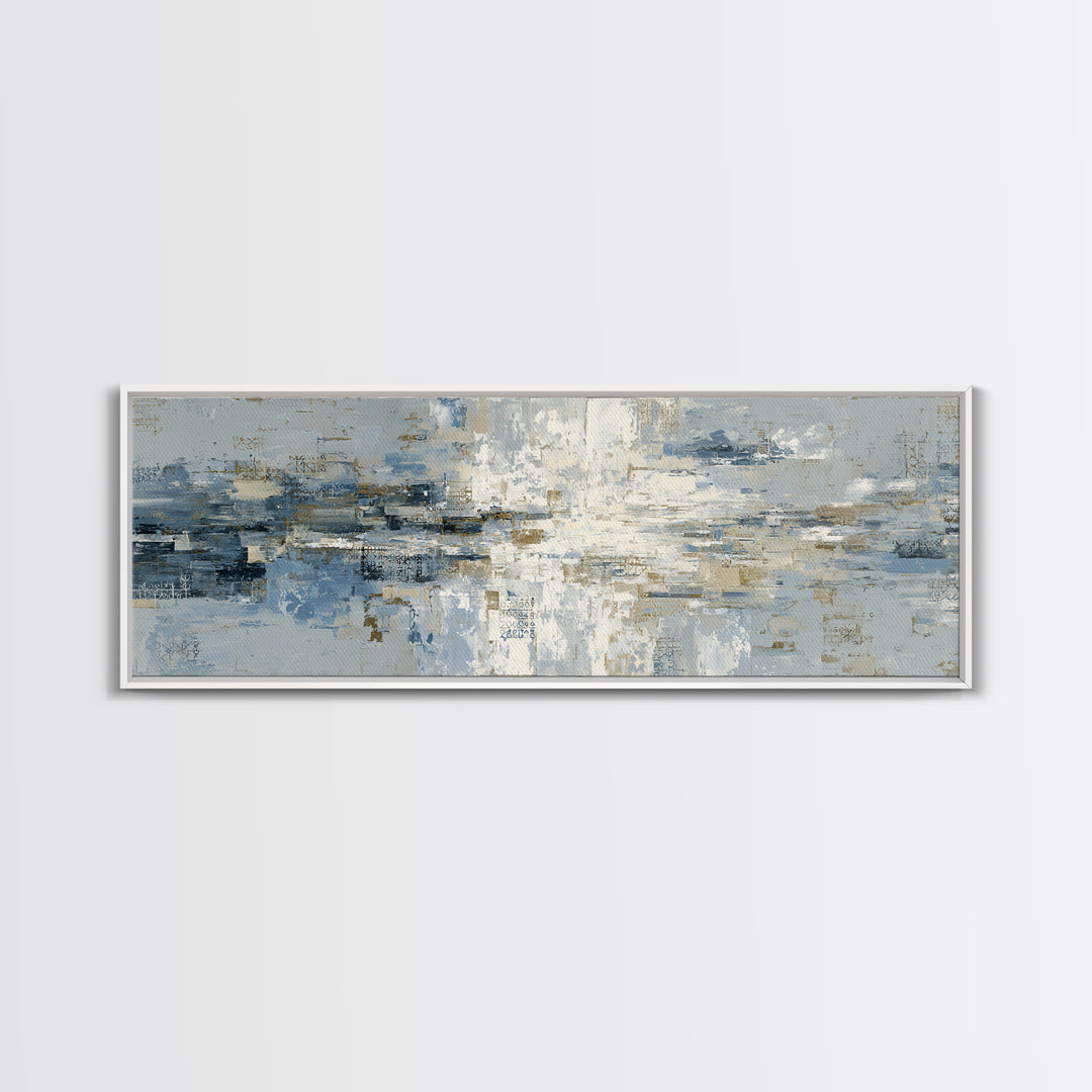 Blue Abstract Wave Pattern for Focus Framed Canvas Print, Office Art, Office Decor, Fine Art, Focus, Abstract Wall Art, OFF-3x1-9