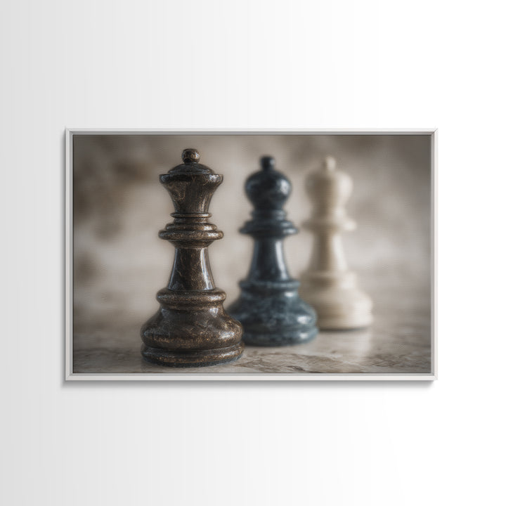Minimal Chess Piece Still Life Canvas Print, Office Art, Wall Prints, Office Decor, Focus, Cubicle Decor, Trendy Wall Art, OFF-3x2-17