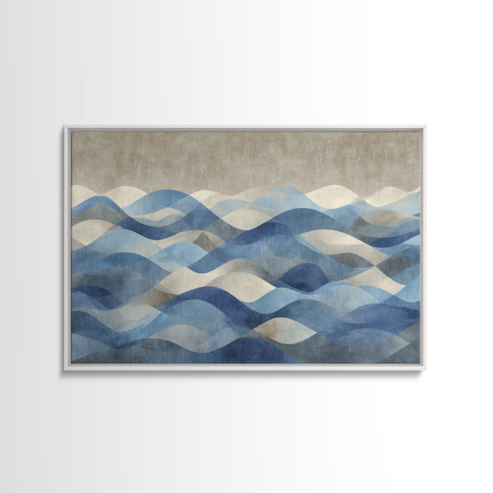 Blue Abstract Wave Pattern for Focus Canvas Print, Office Art, Ai Art, Office Decor, Abstract Art, Focus, Trendy Wall Art, OFF-3x2-21