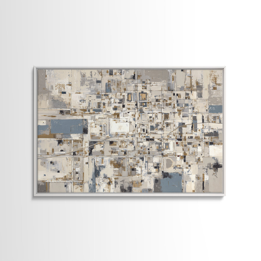City Map Abstract Framed Canvas Print, Office Art, Abstract Art, Office Decor, Focus, Downloadable Prints, Cubicle Decor, OFF-3x2-24