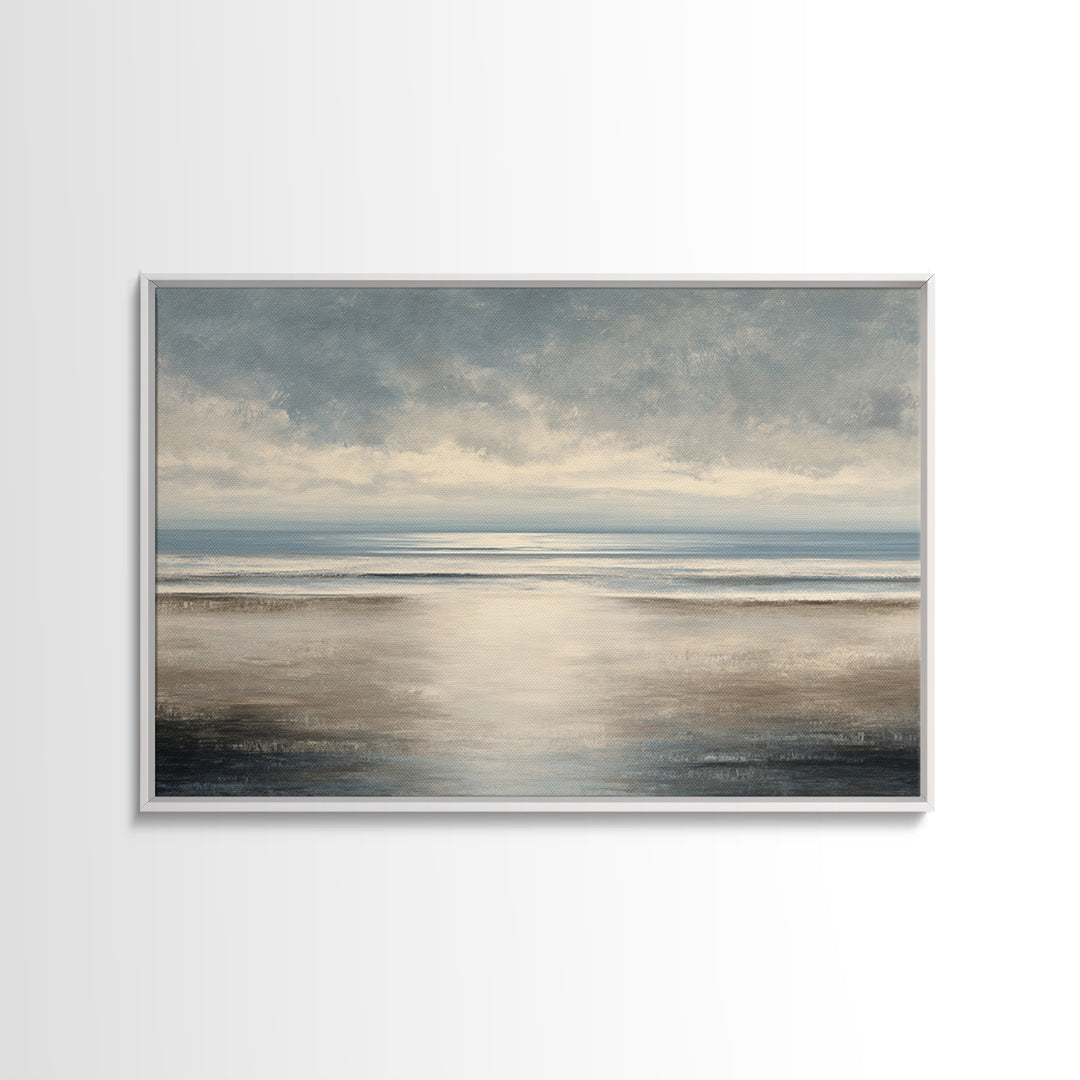 Calm Ocean Horizon for Stress Relief Framed Canvas Print, Office Art, Neutral Decor, Office Decor, Fine Art, Focus, Wall Art, OFF-3x2-39