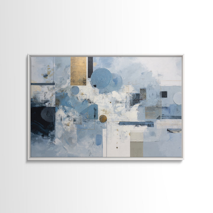 Blue Abstract Wave Pattern for Focus Framed Canvas Print, Office Art, Dopamine Decor, Office Decor, Fine Art, Focus, Boho Decor, OFF-3x2-45
