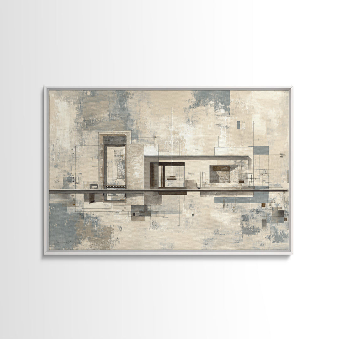 Architectural Line Drawing Framed Canvas Print, Office Art, Wall Decor, Office Decor, Abstract Art, Focus, Wall Prints, OFF-3x2-55