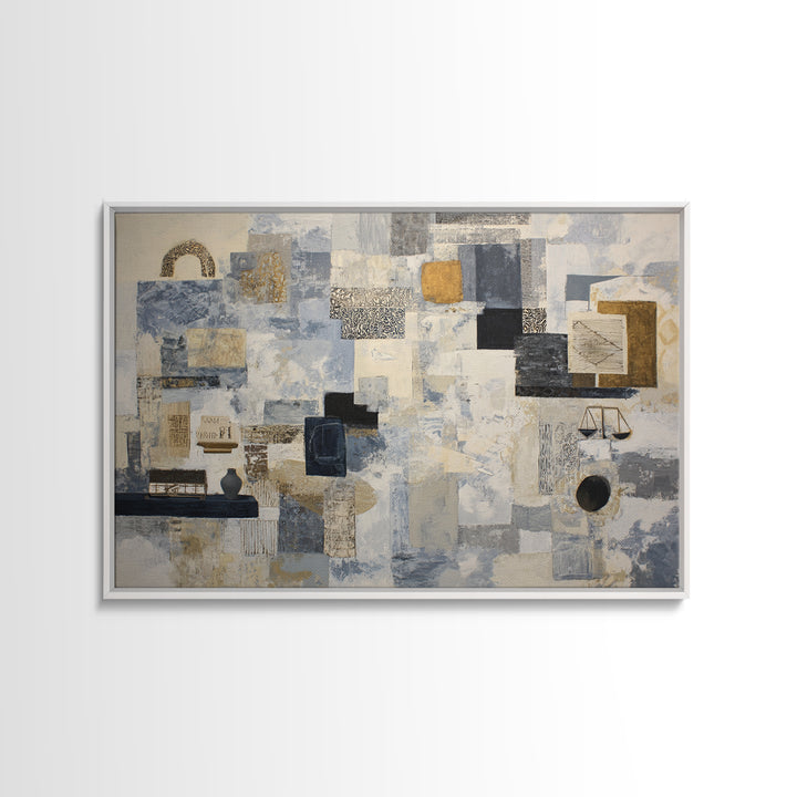 Clean Abstract Geometry Framed Canvas Print, Office Art, Gallery Decor, Office Decor, Abstract Art, Focus, Contemporary Art, OFF-3x2-77