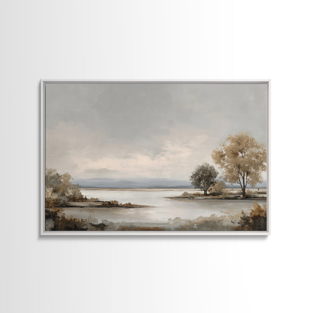 Dignified Neutral Landscape Canvas Print, Office Art, Wall Art, Office Decor, Oil Painting, Focus, Boho, Art Deco, OFF-3x2-83