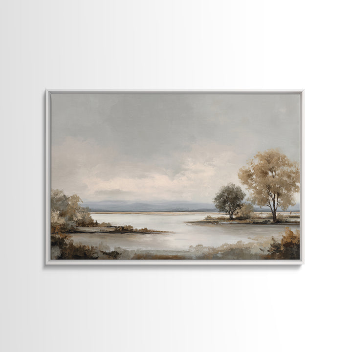 Dignified Neutral Landscape Canvas Print, Office Art, Wall Art, Office Decor, Oil Painting, Focus, Boho, Art Deco, OFF-3x2-83