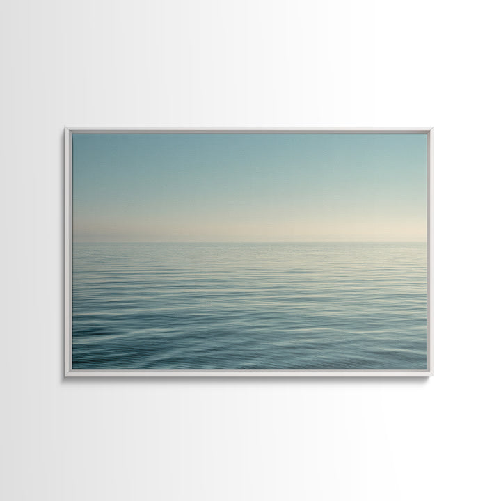 Calm Ocean Horizon for Stress Relief Framed Canvas Print, Office Art, Fine Art Print, Office Decor, Fine Art, Focus, Poster, OFF-3x2-87