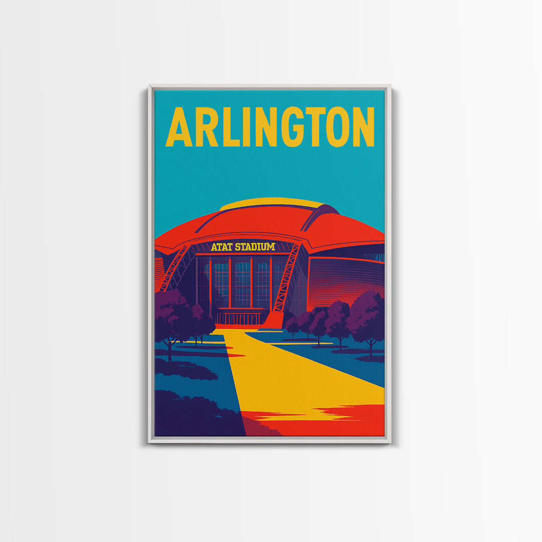 Arlington Texas Travel Poster, Canvas Print, Colorful Graphic Wall Art, Arlington Travel Art, Retro Travel Print, Travel Poster Art