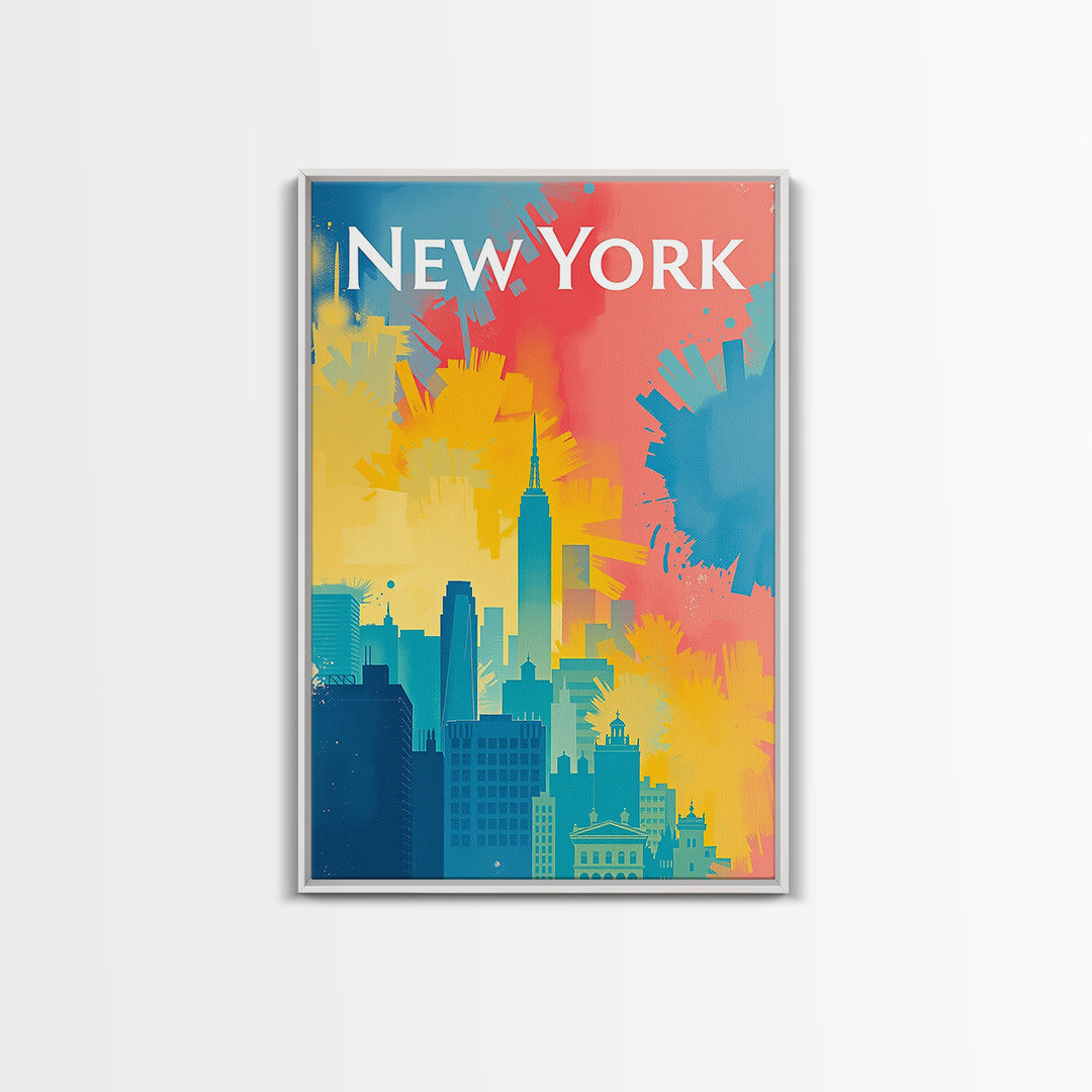 New York Travel Poster, Framed Canvas Print, High Contrast City Poster, New York Art Print, Fine Art Print, Living Room Wall Art