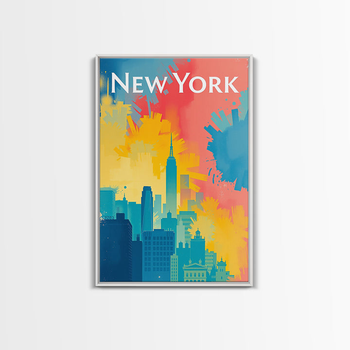 New York Travel Poster, Framed Canvas Print, High Contrast City Poster, New York Art Print, Fine Art Print, Living Room Wall Art