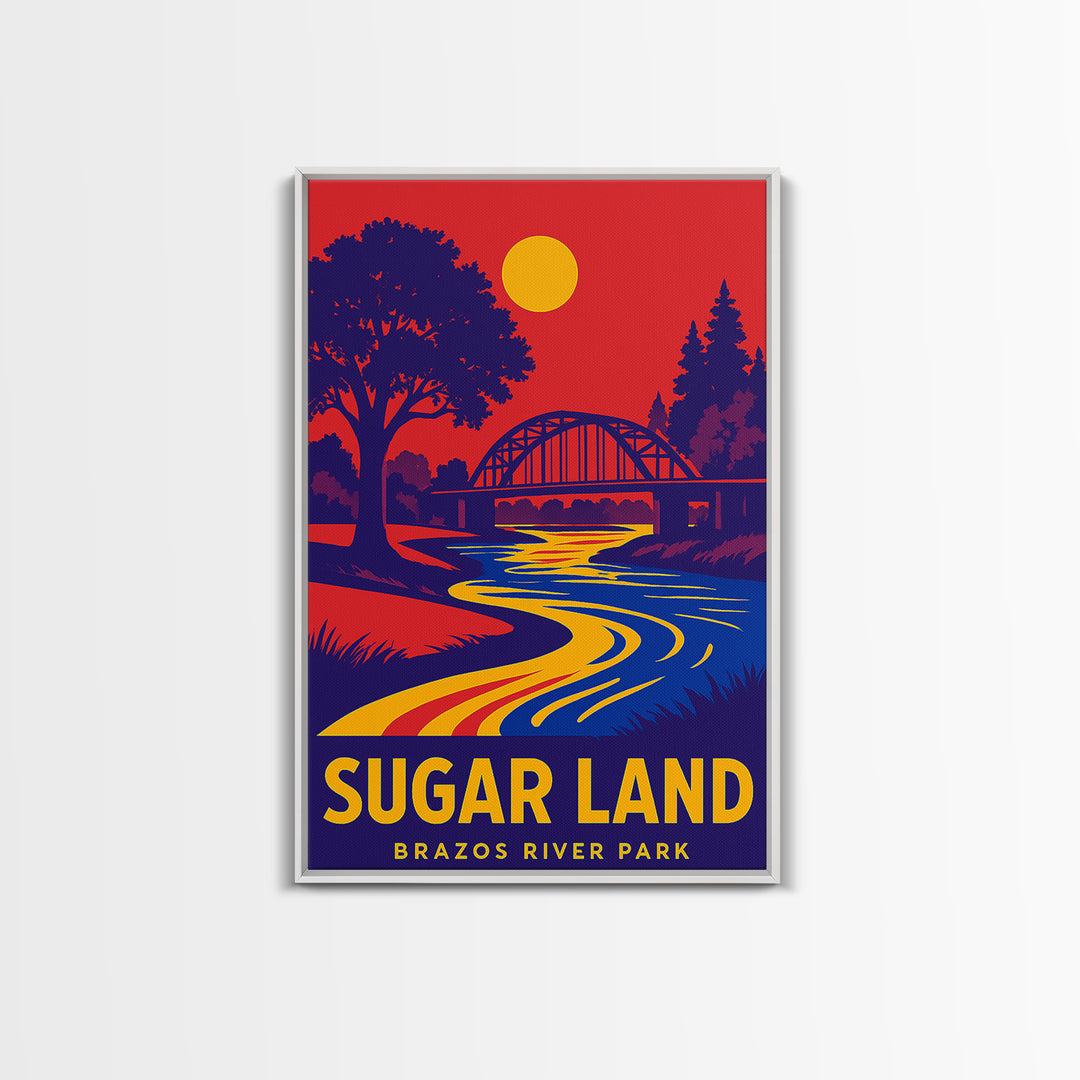 Sugar Land Travel Poster, Canvas Print, Vibrant Retro Travel Art, Sugar Land City Art, Travel Poster Set, Vintage City Poster, Design 2