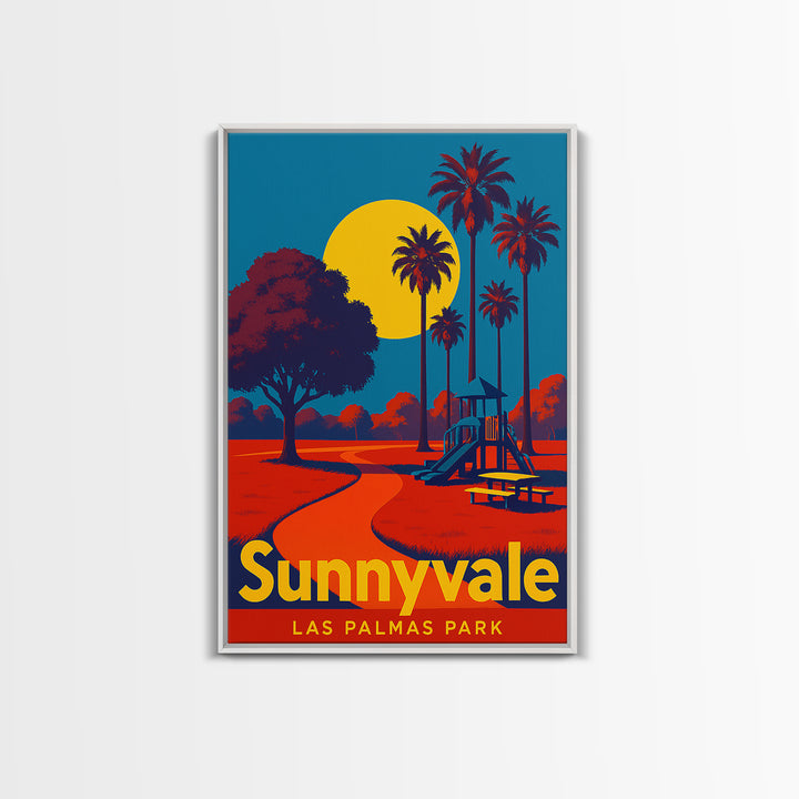 Sunnyvale California Travel Poster, Framed Canvas Print, Bold Pop Art Poster, Sunnyvale Travel Art, Vintage City Poster, Travel Poster Art