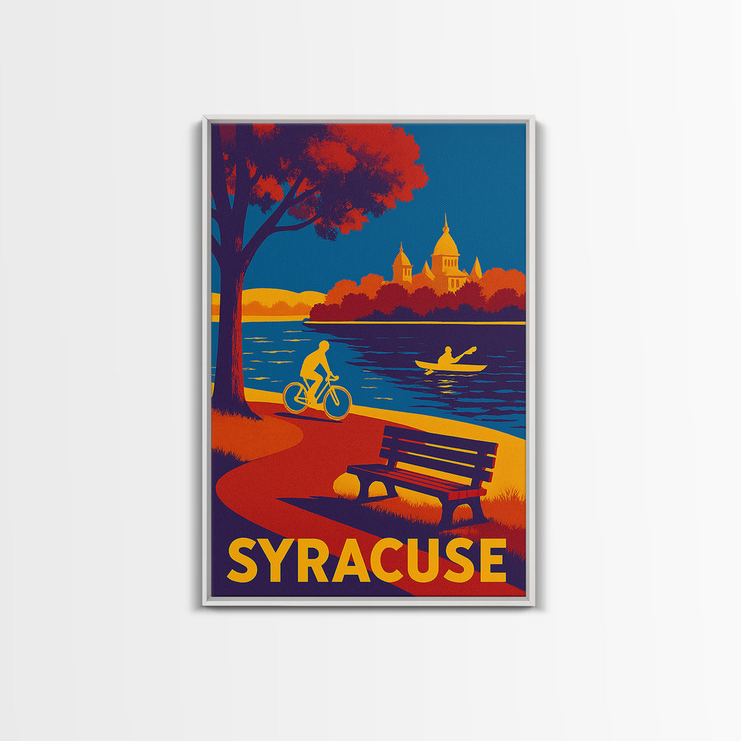 Syracuse Travel Poster, Canvas Print, Vibrant Retro Travel Art, Syracuse Wall Art, Vintage City Poster, Travel Poster Art, Art Print