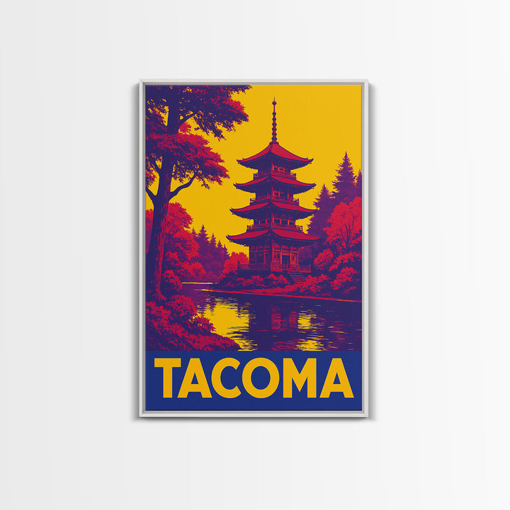 Tacoma Travel Poster, Framed Canvas Print, High Contrast City Poster, Tacoma Poster Print, Vintage City Poster, City Illustration
