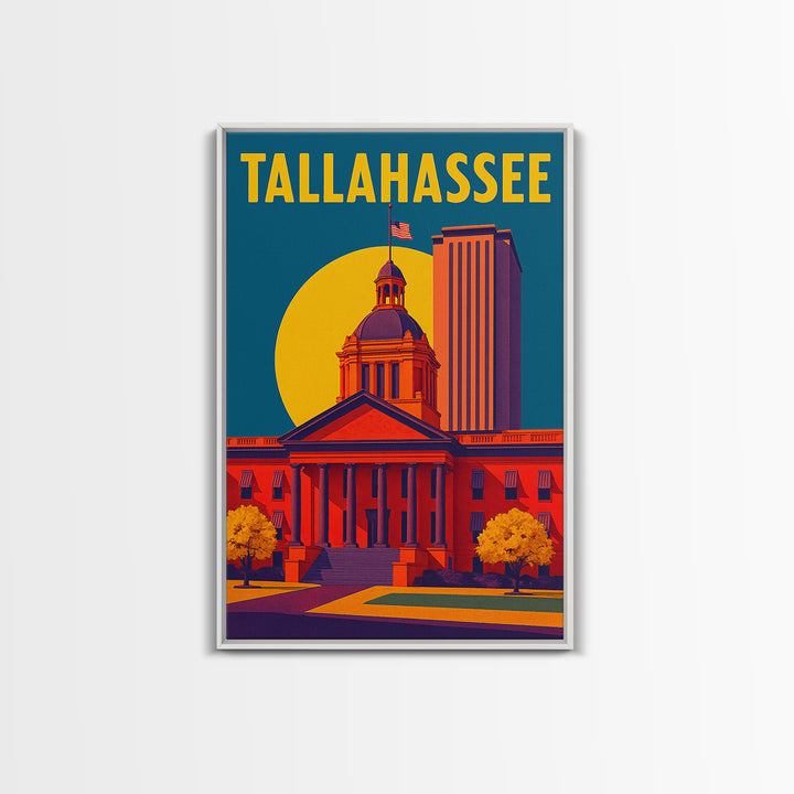 Tallahassee Florida Travel Poster, Canvas Print, High Contrast City Poster, Tallahassee Wall Art, Gift For Travelers, Art Print, Wall Art