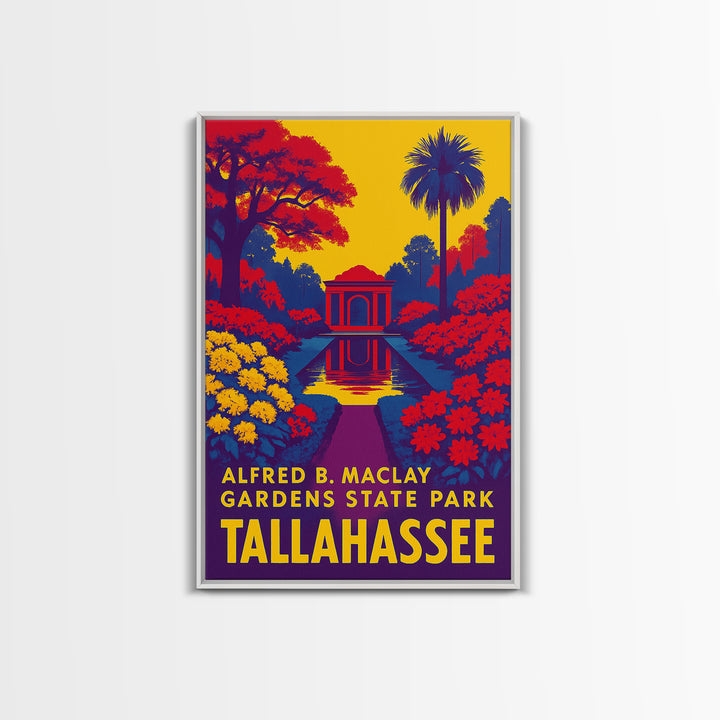 Tallahassee Travel Poster, Framed Canvas Print, Colorful Graphic Wall Art, Tallahassee Travel Art, Travel Poster Art, Mid Century Wall Art