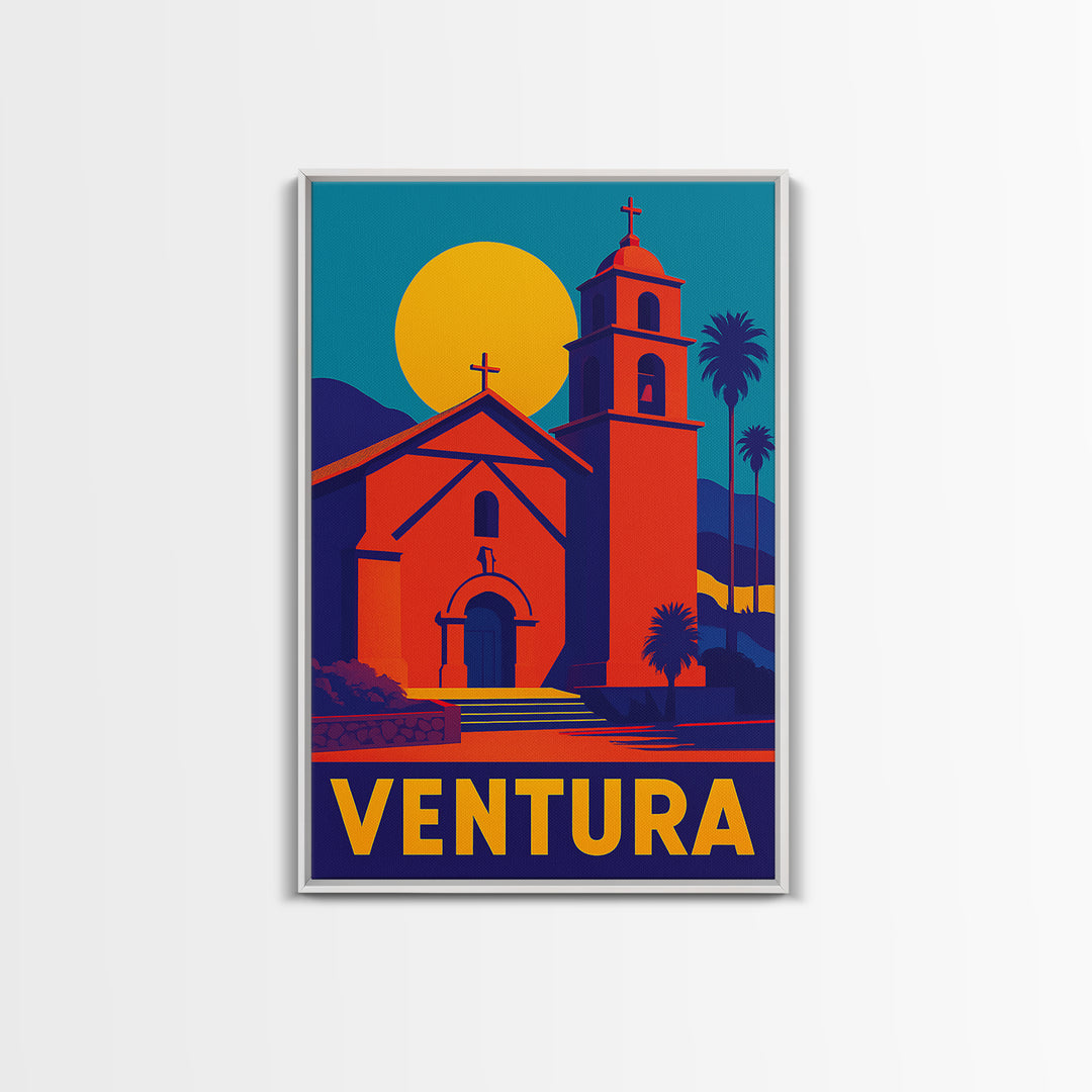 Ventura Travel Poster, Canvas Print, Bold Pop Art Poster, Ventura Wall Art, Gift For Travelers, Vintage City Poster, Vintage City Art
