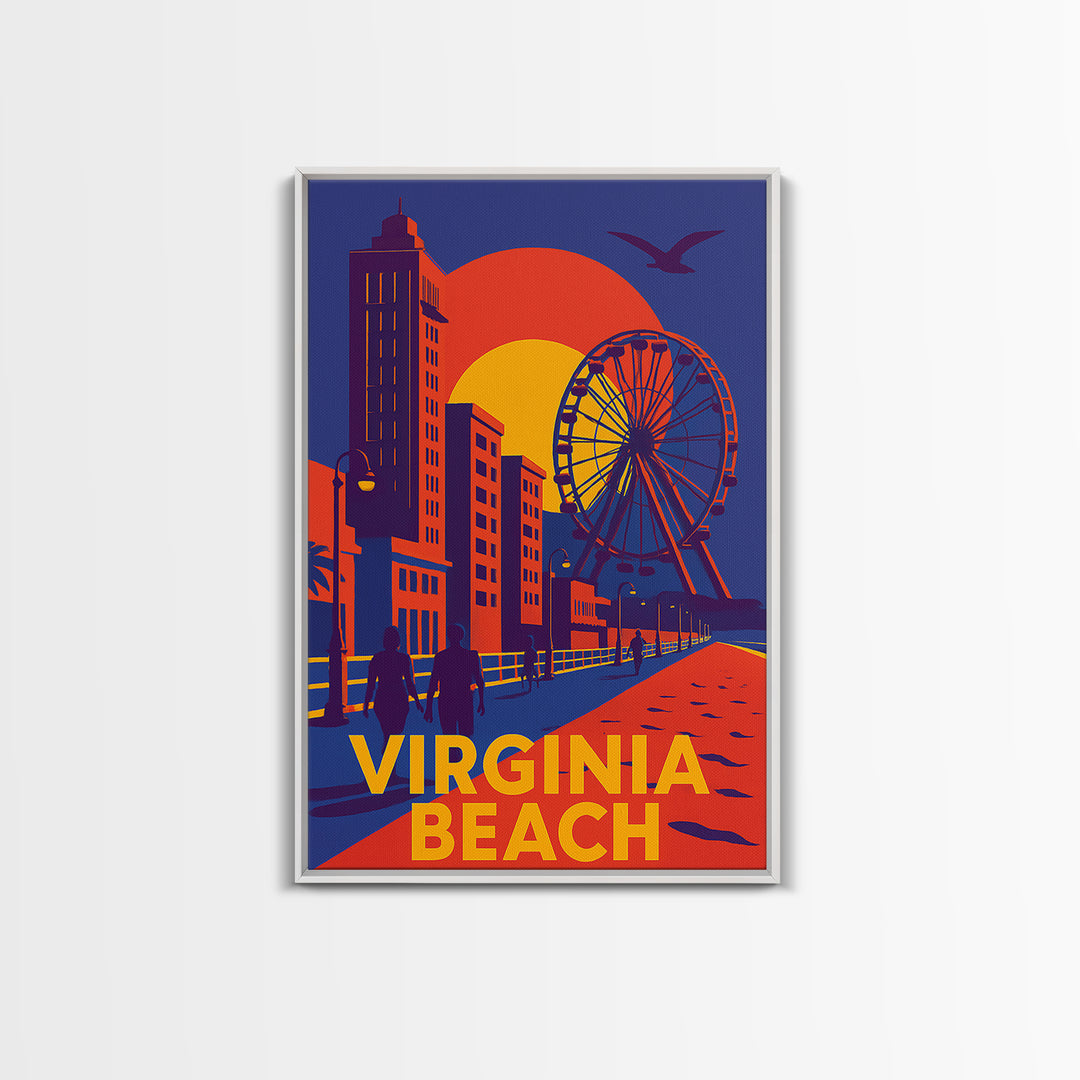 Virginia Beach Virginia Travel Poster, Canvas Print, Vibrant Retro Travel Art, Virginia Beach City Art, Travel Art Print, City Travel Prints