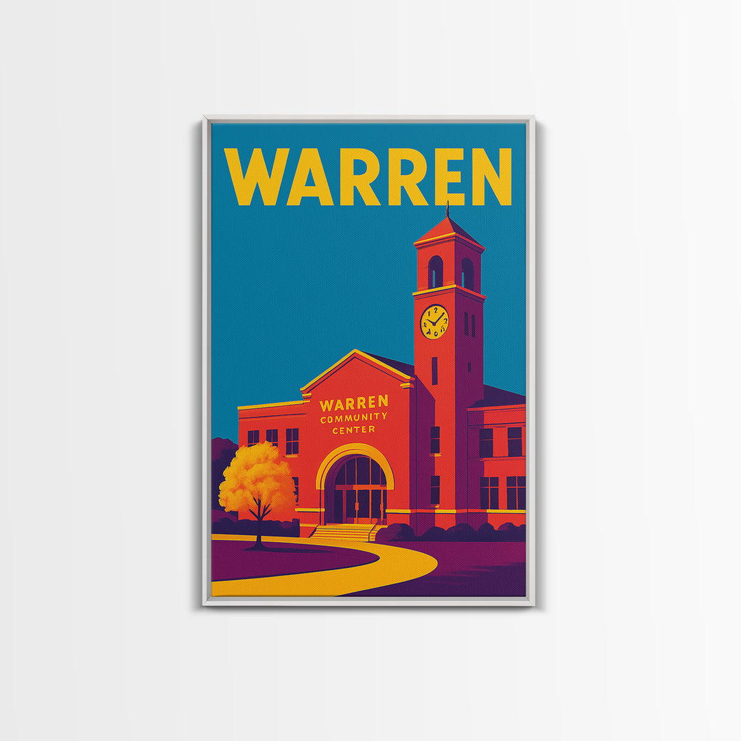 Warren Michigan Travel Poster, Canvas Print, High Contrast City Poster, Warren City Art, City Art Print, Wall Art, City Travel Prints