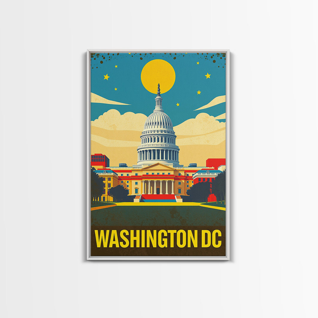 Washignton Travel Poster, Framed Canvas Print, Colorful Graphic Wall Art, Washignton Wall Art, Travel Wall Decor, City Travel Prints