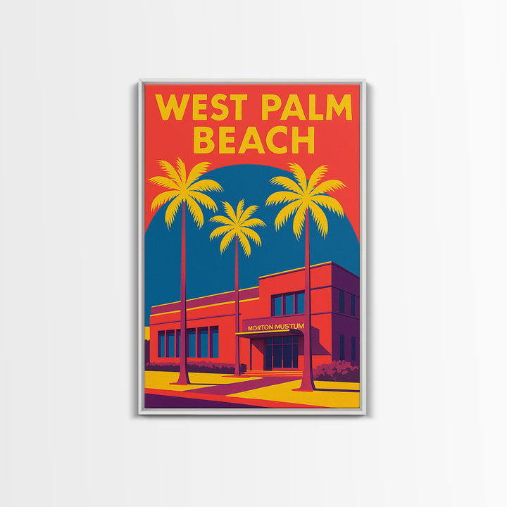West Palm Beach Florida Travel Poster, Canvas Print, Vibrant Retro Travel Art, West Palm Beach Travel Art, Vintage City Art