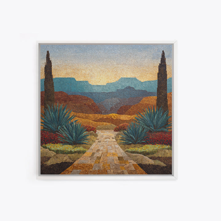 Desert Patio Agave and Bougainvillea Canvas Print, Patio Art, Yard Decor, Patio Decor, Fine Art, Outdoor, Luxury Decor, PAT-1x1-17