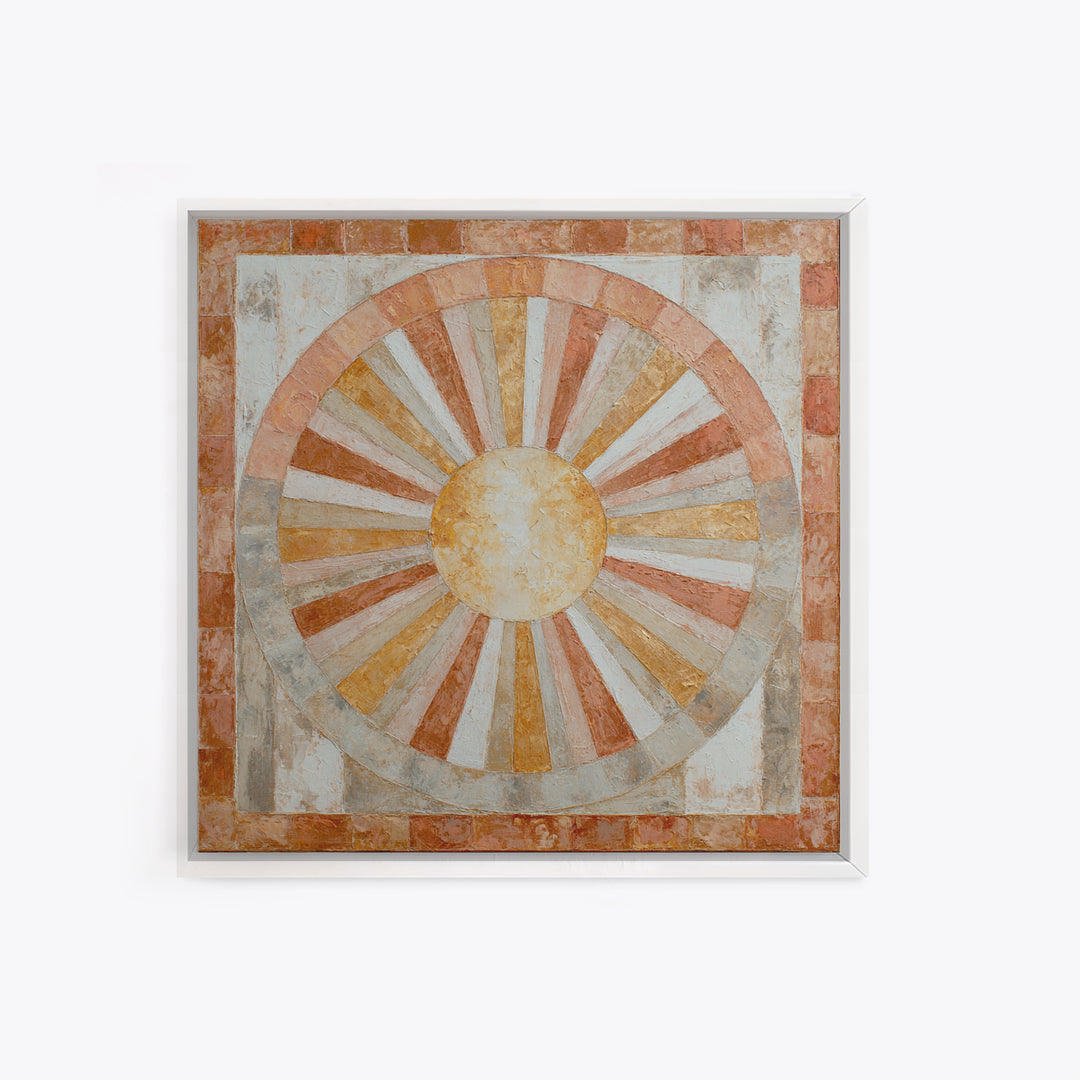 Sun Motif with Warm Terracotta Rays Canvas Print, Patio Art, Bar Art, Patio Decor, Outdoor, Outdoor Art, Gallery Decor, PAT-1x1-18