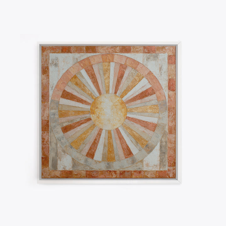 Sun Motif with Warm Terracotta Rays Canvas Print, Patio Art, Bar Art, Patio Decor, Outdoor, Outdoor Art, Gallery Decor, PAT-1x1-18