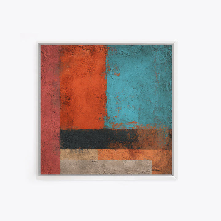 Bright Coral and Turquoise Abstract for Outdoors Canvas Print, Patio Art, Outdoor Wall Art, Patio Decor, Abstract Art, Outdoor, PAT-1x1-36
