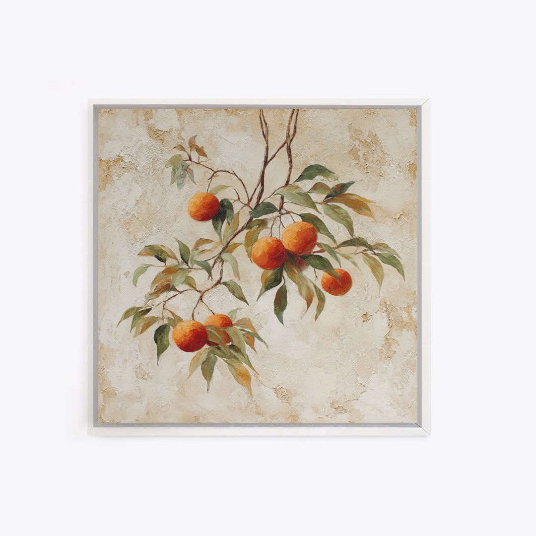 Orange Tree Branch Framed Canvas Print, Patio Art, Lake House Decor, Patio Decor, Oil Painting, Outdoor, Boho Decor, PAT-1x1-46