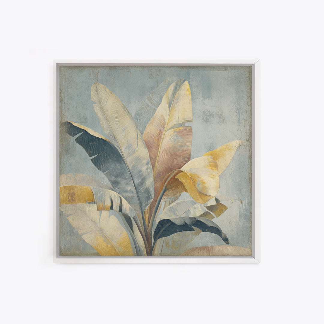 Banana Leaves with Rain Drop Details Framed Canvas Print, Patio Art, Coastal Wall Decor, Patio Decor, Fine Art, Outdoor, PAT-1x1-64