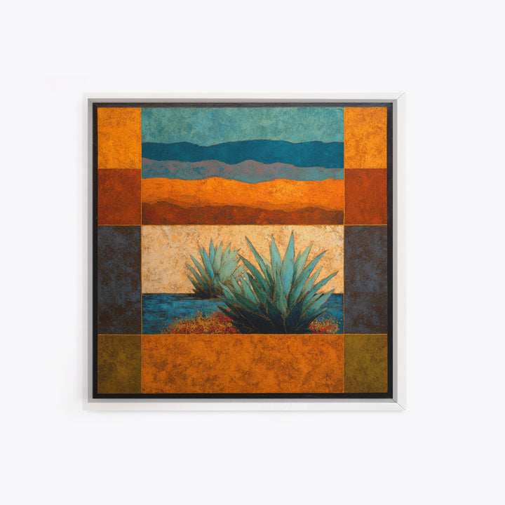 Desert Patio Agave and Bougainvillea Framed Canvas Print, Patio Art, Gallery Decor, Patio Decor, Oil Painting, Outdoor, PAT-1x1-65