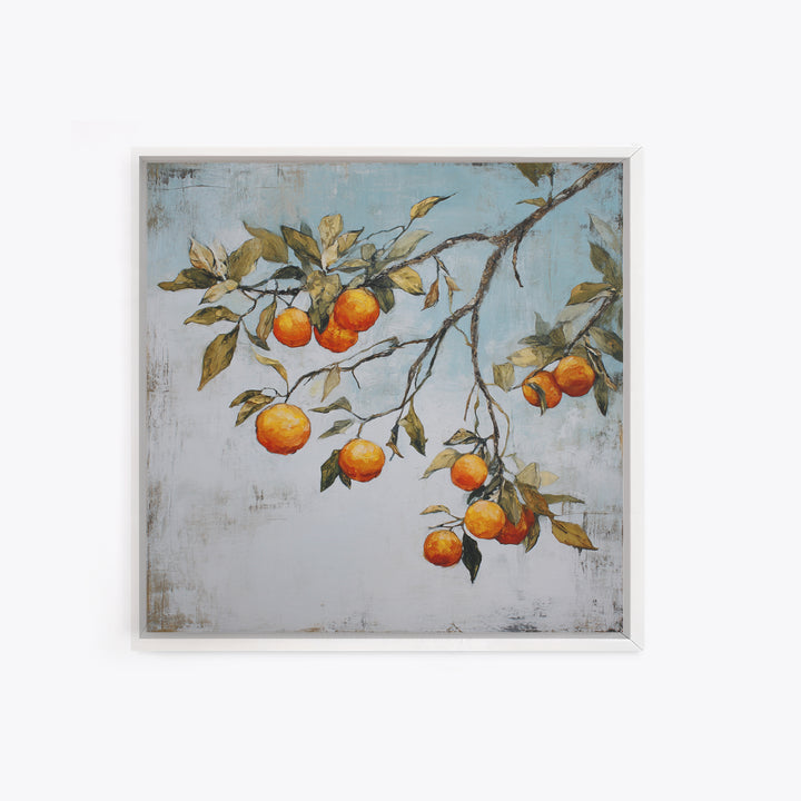 Orange Tree Branch Framed Canvas Print, Patio Art, Lake House Decor, Patio Decor, Oil Painting, Outdoor, Boho Decor, PAT-1x1-70