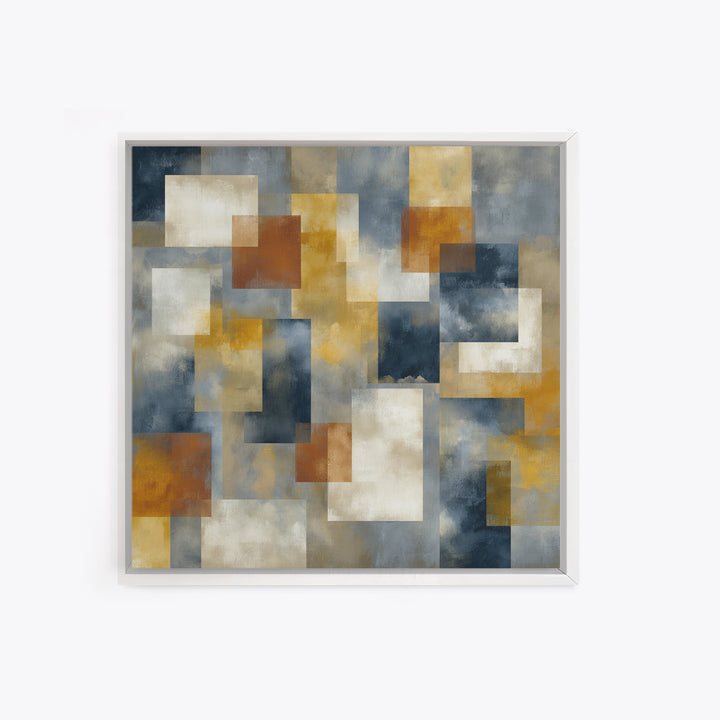 Warm Geometric Tile Pattern Framed Canvas Print, Patio Art, Yard Decor, Patio Decor, Fine Art, Outdoor, Luxury Decor, PAT-1x1-72