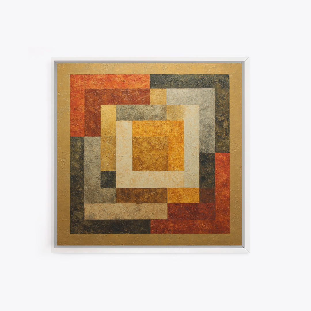 Warm Geometric Tile Pattern Framed Canvas Print, Patio Art, Outdoor Decor, Patio Decor, Abstract Art, Outdoor, Bar Art, PAT-1x1-96