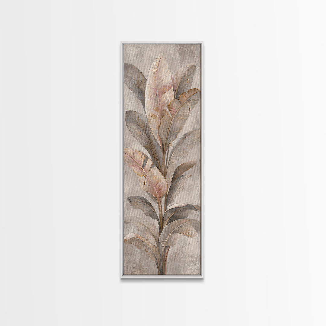Banana Leaves with Rain Drop Details Canvas Print, Patio Art, Patio Decor, Fine Art, Outdoor, Gallery Decor, Neutral Decor, PAT-1x3-100