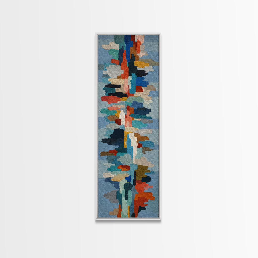 Bright Coral and Turquoise Abstract for Outdoors Canvas Print, Patio Art, Wall Art, Patio Decor, Abstract Art, Outdoor, PAT-1x3-48