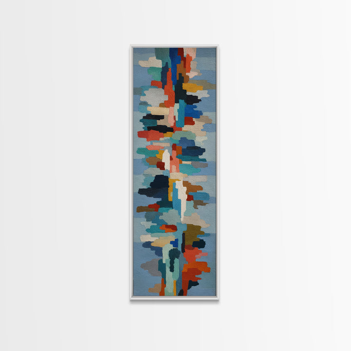 Bright Coral and Turquoise Abstract for Outdoors Canvas Print, Patio Art, Wall Art, Patio Decor, Abstract Art, Outdoor, PAT-1x3-48