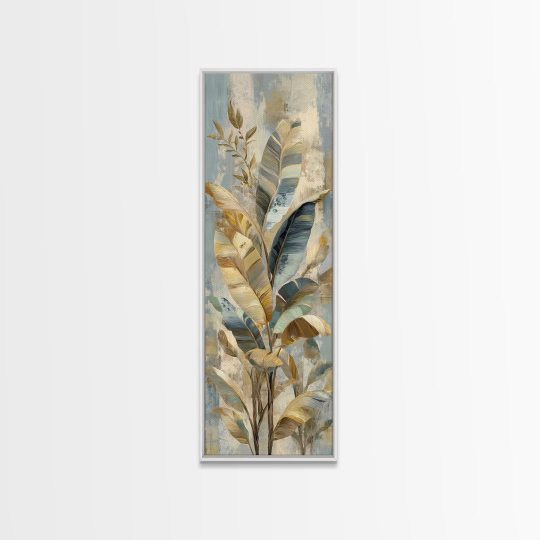 Banana Leaves with Rain Drop Details Framed Canvas Print, Patio Art, Home Decor, Patio Decor, Outdoor, Floral Wall Art, PAT-1x3-52