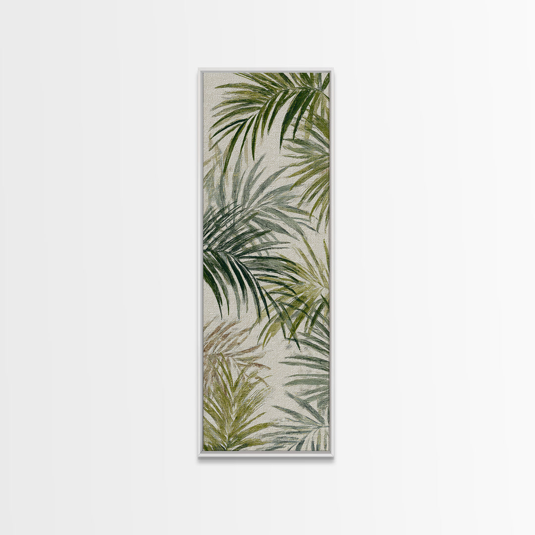 Tropical Palm Fronds Framed Canvas Print, Patio Art, Textured Painting, Patio Decor, Fine Art, Outdoor, Outdoor Wall Art, PAT-1x3-61